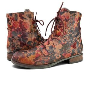 Joseph Seibel Floral Boots Women US 9.5-10 EU 41 BOHO Whimsigoth Fairy Fur Lined